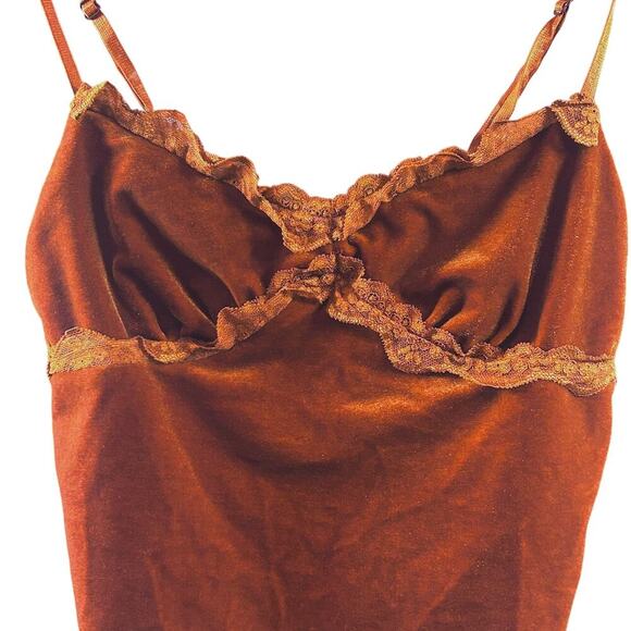Y2K Style Velvet Lace Trim Cami Woodland Dark Fairy Whimsygoth Boho Festival SM - Picture 3 of 6
